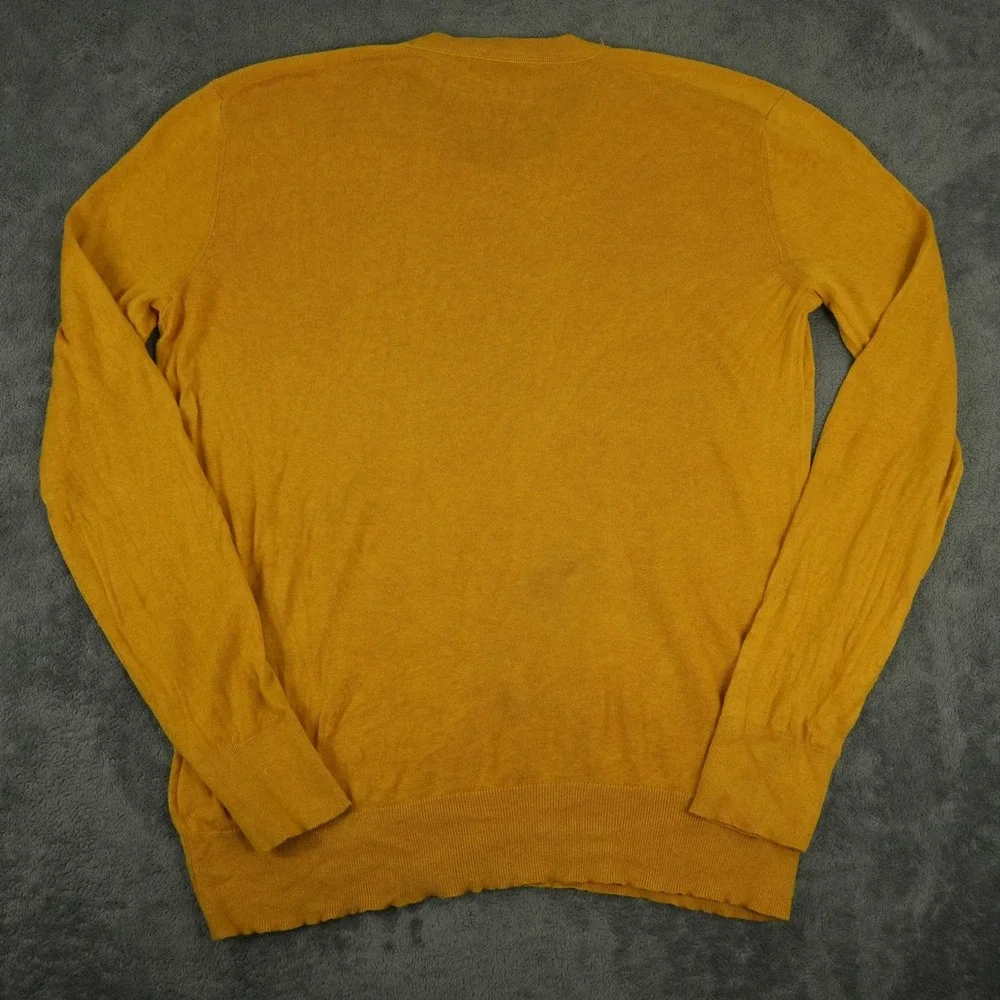 Banana Republic Sweater Mens L Yellow Silk Linen V-Neck Pullover Natural Fiber